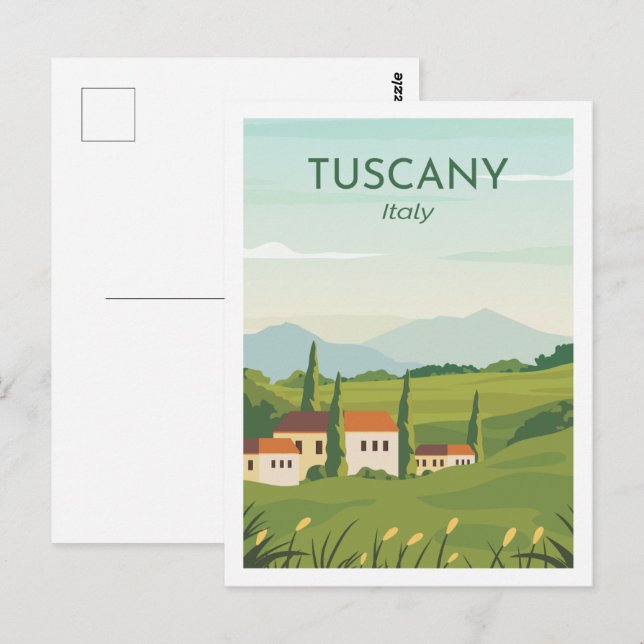 Tuscany Italien Berömd Travel Ställe Illustration Vykort (Fram/baksida)