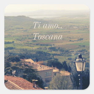 Tuscany. Italien. Cortona. Fyrkantigt Klistermärke