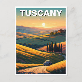 Tuscany Italien Countryside Sunset Vykort