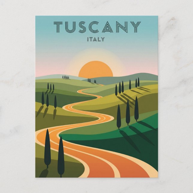 Tuscany Italien Countryside Sunset Vykort (Framsida)