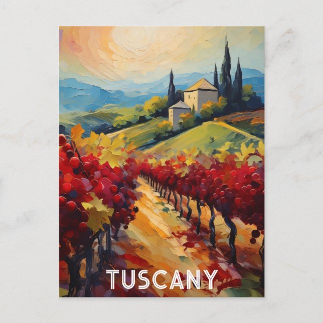 Tuscany Italien italiensk Villa Textured Watercolo Vykort (Framsida)