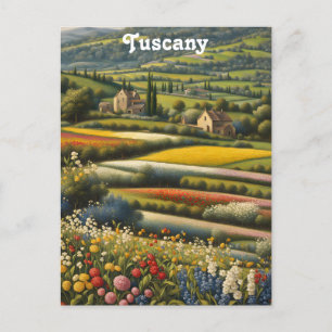Tuscany Italien Italy Villa Retro Blommigt Travel Vykort