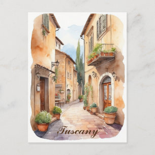 Tuscany-Italien Tuscan Village Watercolor Travel Vykort