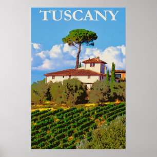 Tuscany Italien Vintage resor Italienska Villa Poster