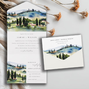 Tuscany Italien Watercolor Ligcape Bröllop