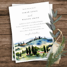 Tuscany Italien Watercolor Ligcape Bröllop Inbjudningar