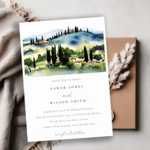 Tuscany Italien Watercolor Ligcape Bröllop