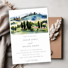 Tuscany Italien Watercolor Ligcape Bröllop Inbjudningar
