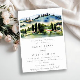 Tuscany Italien Watercolor Ligcape Par Shower Inbjudningar