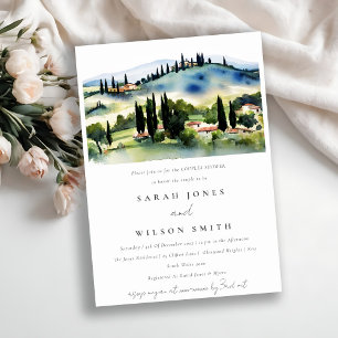 Tuscany Italien Watercolor Ligcape Par Shower Inbjudningar