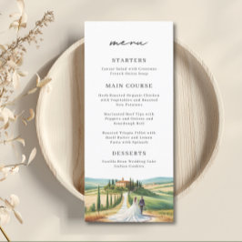 Tuscany Italien Watercolor Skyline Bröllop Menu