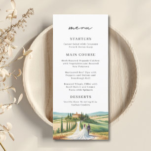 Tuscany Italien Watercolor Skyline Bröllop Menu