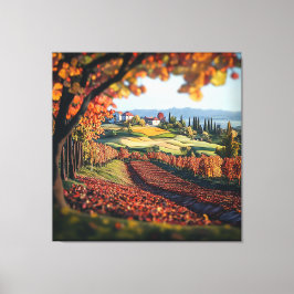 Tuscany Italy Vineyard Landscape Stretched Canvas 