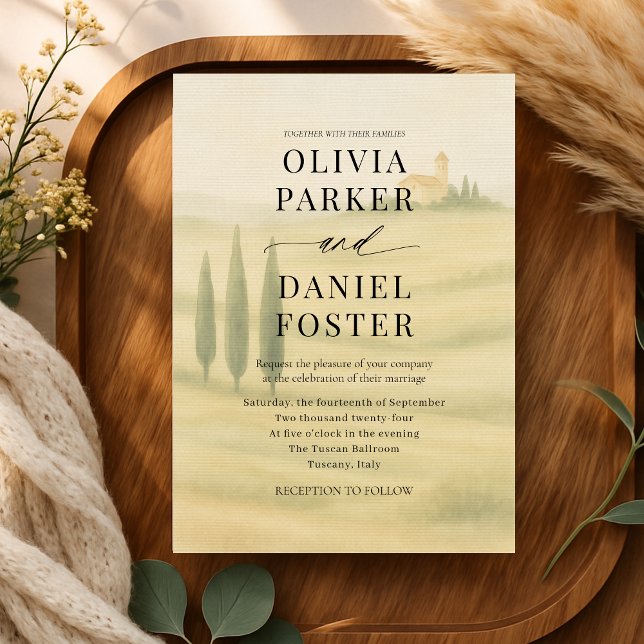 Tuscany Italy Watercolor Destination Wedding  Inbjudningar (Skapare uppladdad)