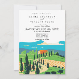 Tuscany Italy Wedding Invitation Retro Inbjudningar