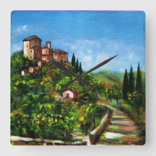 TUSCANY LANDSCAPE FYRKANTIG KLOCKA
