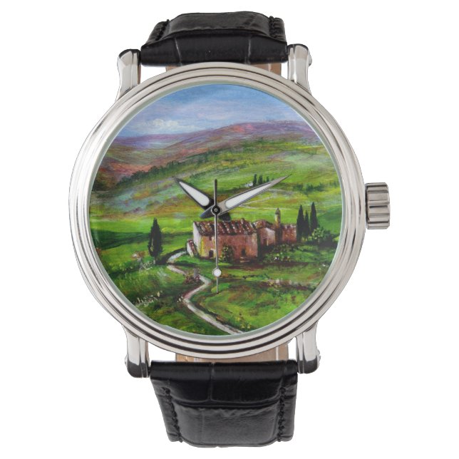 TUSCANY LANDSCAPE MED GRÖNT BACKE ARMBANDSUR (Framsida)