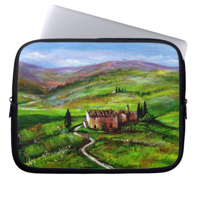 TUSCANY LANDSCAPE MED GRÖNT BACKE LAPTOP SLEEVE (Framsidan)