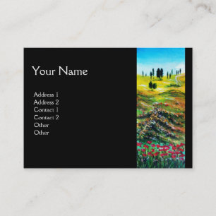TUSCANY LANDSCAPE MED POPPIES MONOGRAM VISITKORT