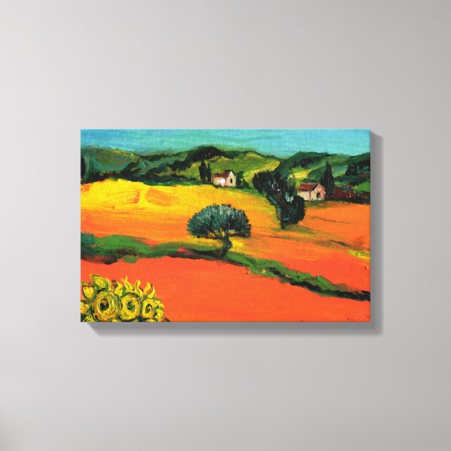 TUSCANY LANDSCAPE MED SUNFLÖDEN CANVASTRYCK (Framsida)