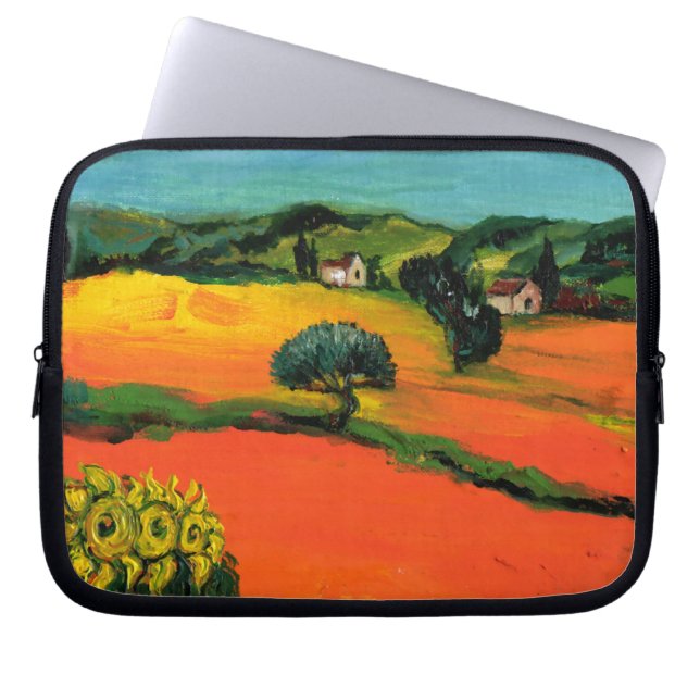 TUSCANY LANDSCAPE MED SUNFLÖDEN LAPTOP SLEEVE (Framsidan)