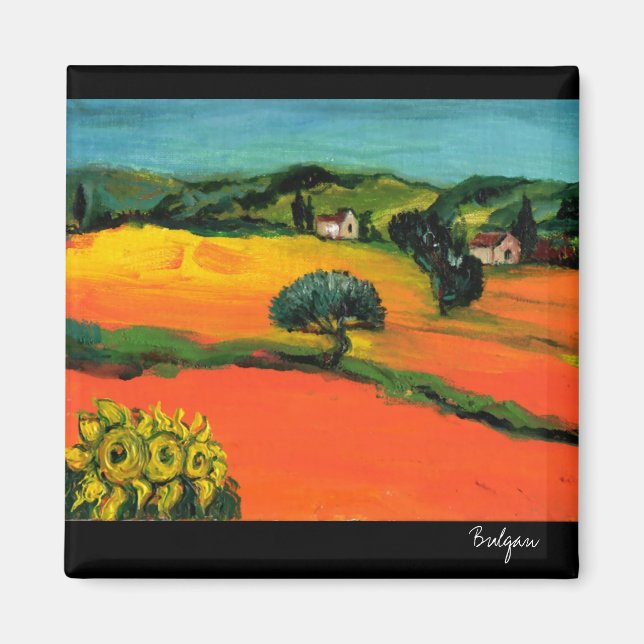 TUSCANY LANDSCAPE MED SUNFLÖDEN MAGNET (Framsidan)