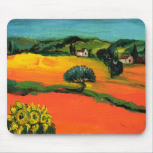 TUSCANY LANDSCAPE MED SUNFLÖDEN MUSMATTA