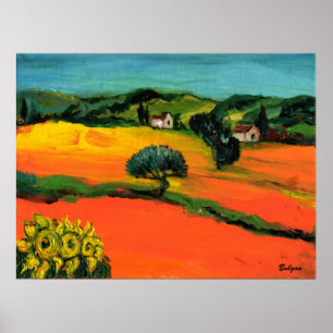 TUSCANY LANDSCAPE MED SUNFLÖDEN POSTER