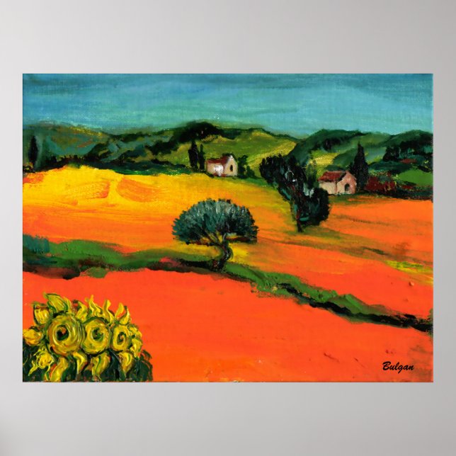 TUSCANY LANDSCAPE MED SUNFLÖDEN POSTER (Framsidan)