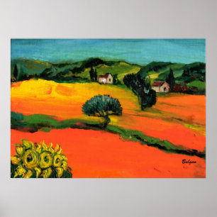 TUSCANY LANDSCAPE MED SUNFLÖDEN POSTER