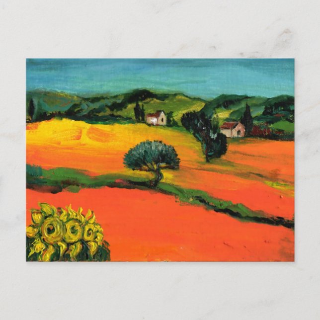 TUSCANY LANDSCAPE MED SUNFLÖDEN VYKORT (Framsida)