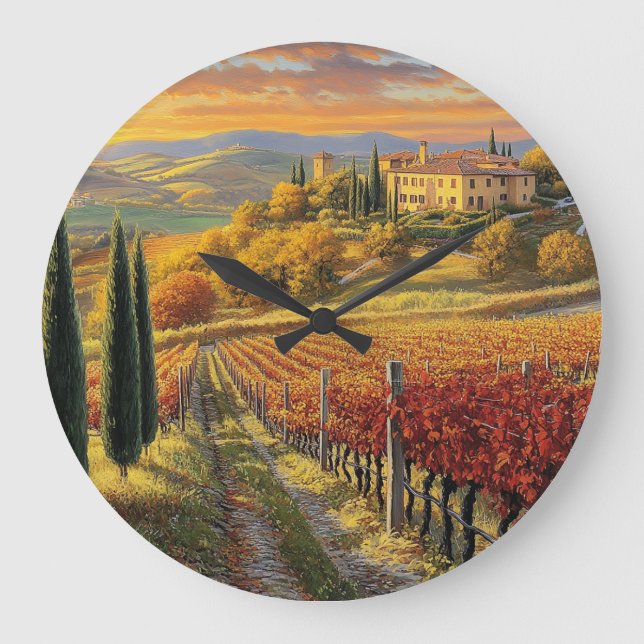Tuscany Landscape Round Clock Stor Klocka (Framsida)
