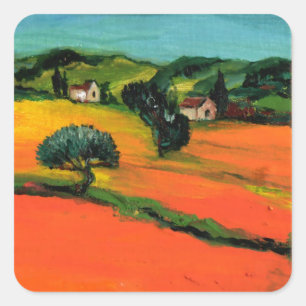 TUSCANY LANDSCAPE-ruta Fyrkantigt Klistermärke