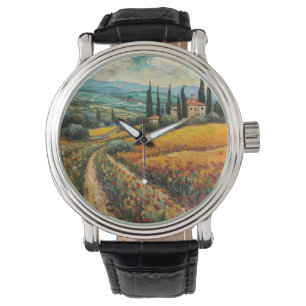 Tuscany Landsside Italien van Gogh stil Armbandsur