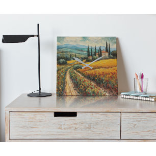 Tuscany Landsside Italien van Gogh stil Fyrkantig Klocka