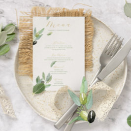 Tuscany Olive Löv Gren-Bröllop Menu Inbjudningar