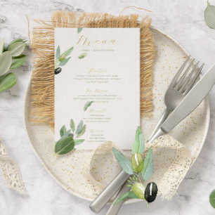 Tuscany Olive Löv Gren-Bröllop Menu Inbjudningar