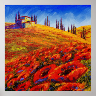 Tuscany Rolling Poppy Backe Poster