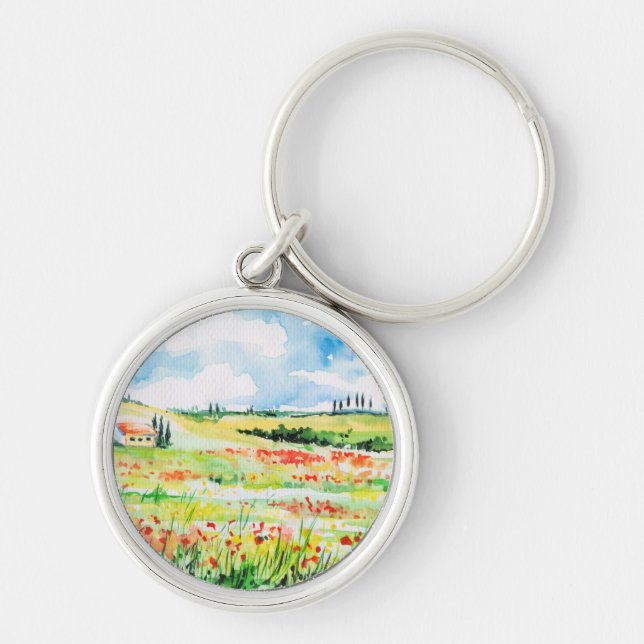 Tuscany Rund Silverfärgad Nyckelring (Framsidan)