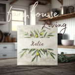 Tuscany Rustic Olife Italia Brown-skript Kakelplatta<br><div class="desc">Bella Cucina Rustic Vattencolor-olivbuquet i grenar & löv. Klar i ett samordnat brunt skript. Blanda och matcha med andra plattor i samma koordinerande tema för att skapa perfektens utseende. 100 % kundtillfredsställelse med "Zazzle" varje dag.</div>
