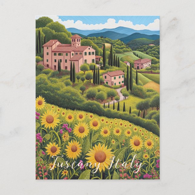 Tuscany Sunblomalen Valley | Italien Resor | Art Vykort (Framsida)