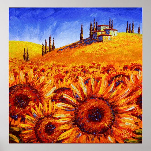 Tuscany Sunblomma Backe Poster (Framsidan)