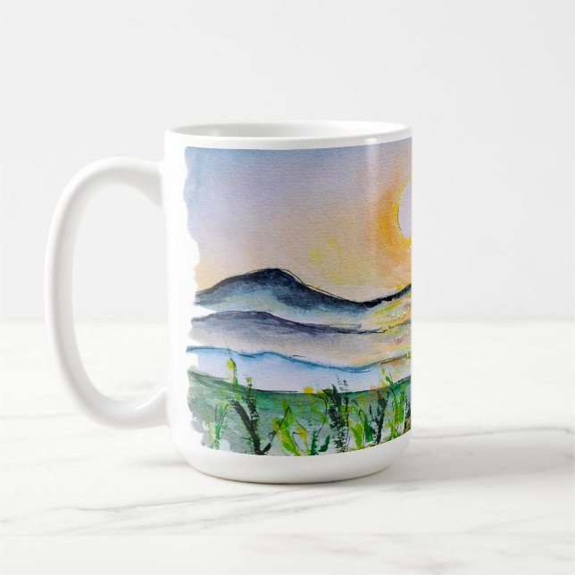 Tuscany Sunrise Watercolor Journey Italien Kaffemugg (Vänster)