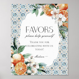 Tuscany Tile Italiana Beach Coastal Favors Sign Poster