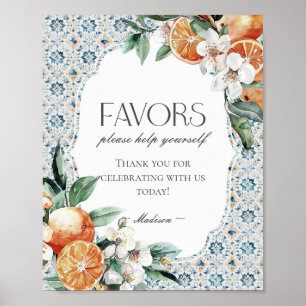 Tuscany Tile Italiana Beach Coastal Favors Sign Poster