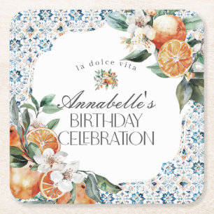Tuscany Tile Italienska Födelsedagsfesten Bord Dec Underlägg Papper Kvadrat