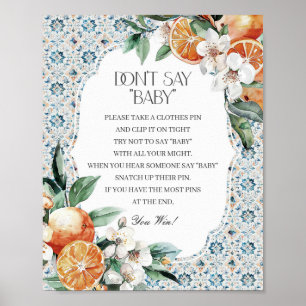Tuscany Tile Italit säger inte babystöld Poster