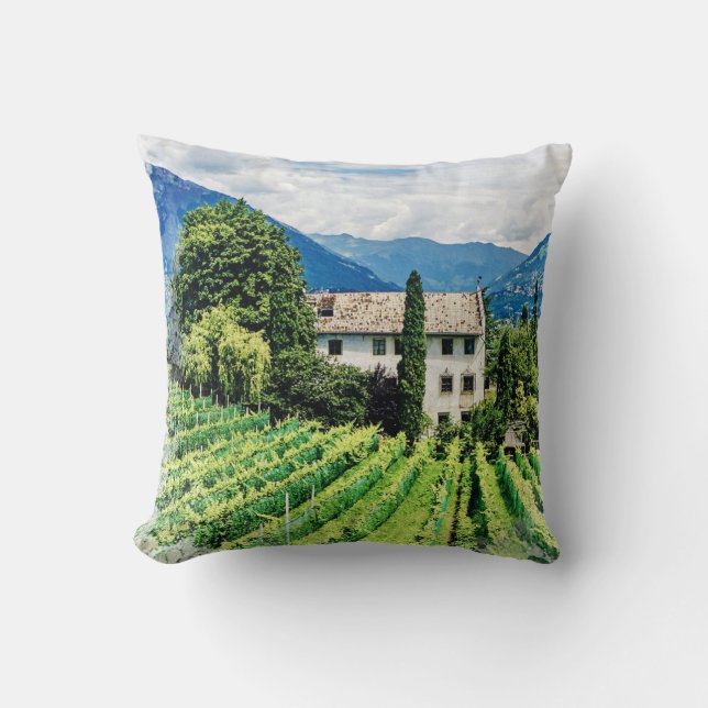 *~* Tuscany Vineyard Tuscan Vino Mountain Kudde (Framsida)