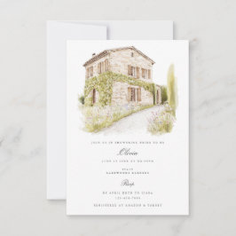 Tuscany Watercolor Italien Inbjudningskort för möh