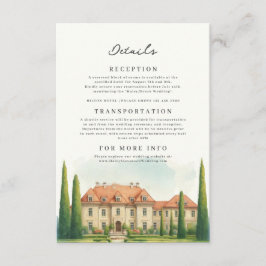 Tuscany Watercolor Italien Villa Destination Weddi Tilläggskort